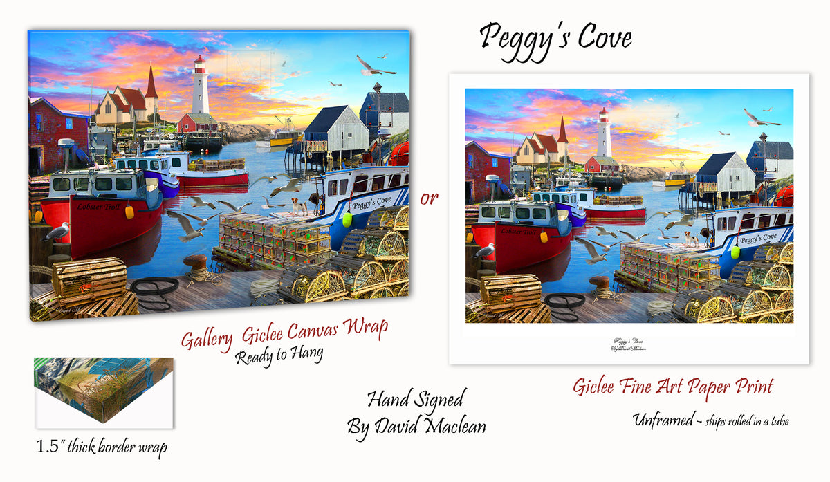 The Beacon Lighthouse on Canvas Board Painting Peggy's Cove N.S. - Ruby Lane