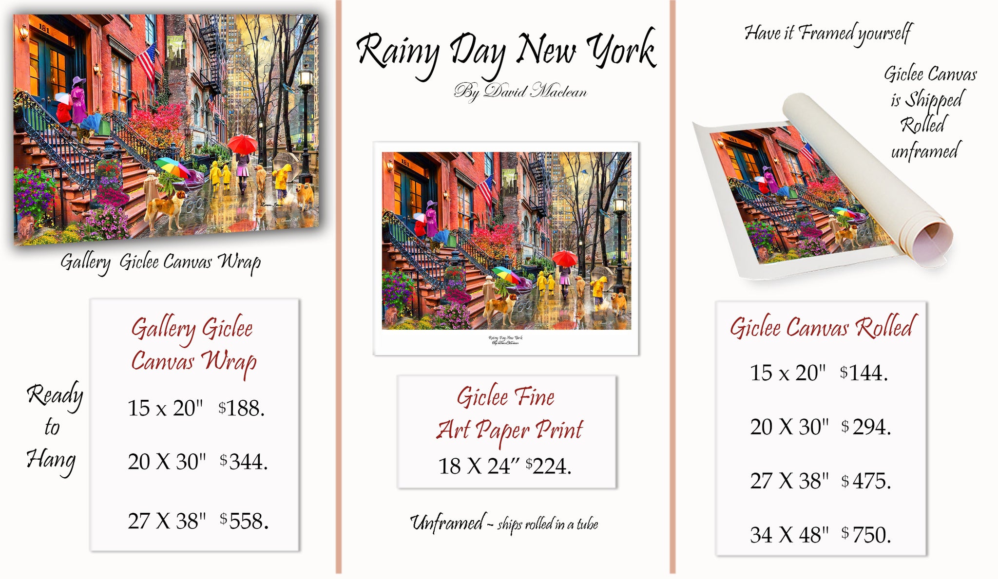 Rainy Day New York Order Options Here – Art of David Maclean