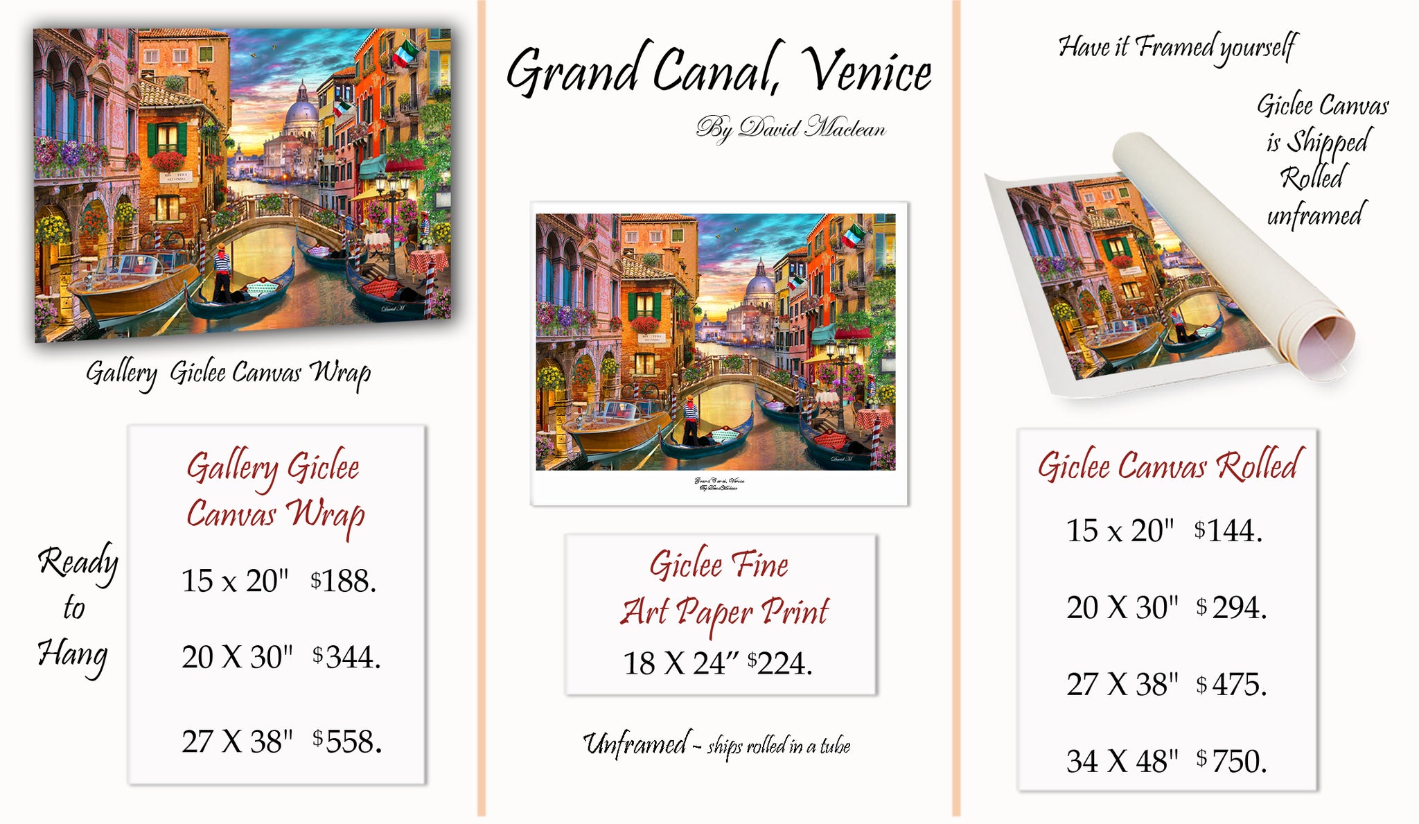 Grand Canal, Venice  ________________________ Order Options Here