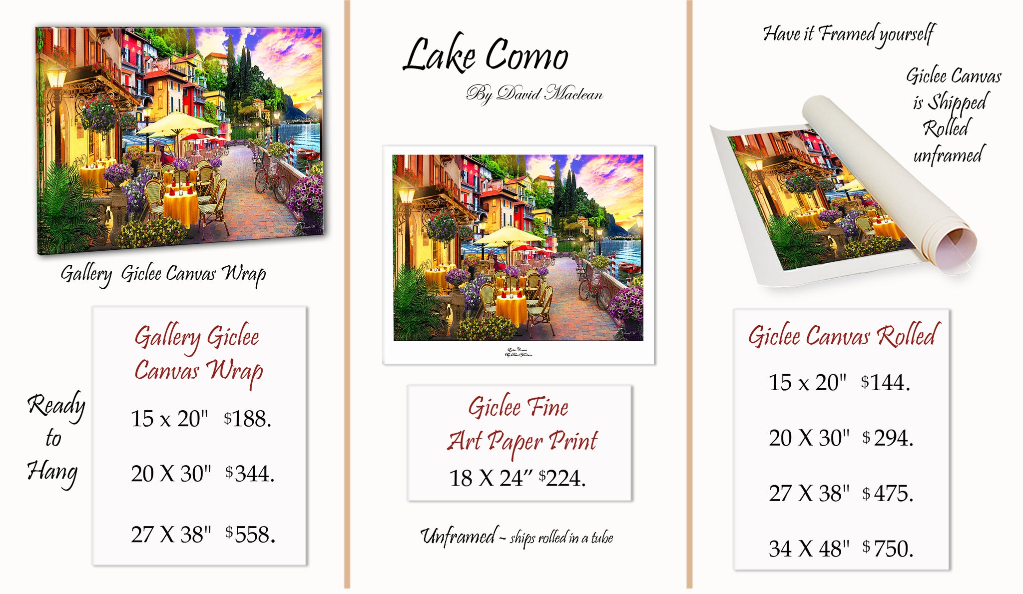 Lake Como  ________________________ Order Options Here